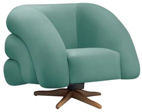 Poltrona Giratória Orgânica com Balanço Tana Bouclê Azul Turquesa E03 - D'Rossi