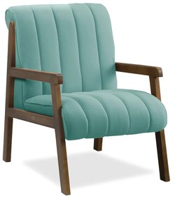 Poltrona Decorativa para Sala Base de Madeira Daline Bouclê E03 - D'Rossi - Azul Turquesa