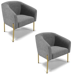 Poltrona Decorativa Pé de Ferro Dourado Kit 2 Stella Linho D03 - D'Rossi - A26 Grafite