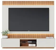 Painel Home Suspenso para TV 70 Pol. com LED 180cm Rios C05 Off White