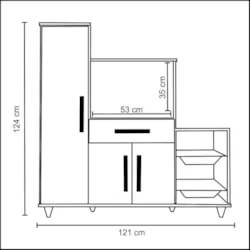 Armário de Cozinha Com Fruteira e Nicho Ibiza Branco/Preto - Lumil Móv