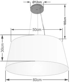 Lustre Pendente Cone Vivare Md-4063 Cúpula em Tecido 30/60x50cm - Bivolt