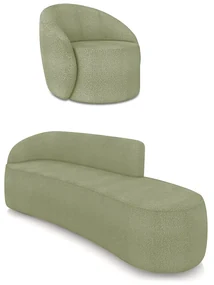 Sofá 4 Lugares Orgânico 220cm Morgan e Poltrona Lua Bouclê Pistache D03 - D'Rossi