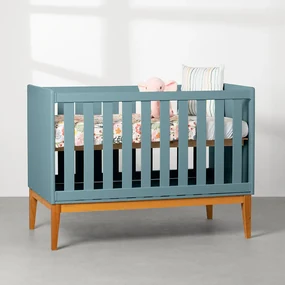 Berço Mini Cama Retrô Square com Pés em Madeira - Azul