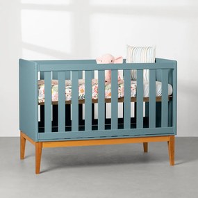 Berço Mini Cama Retrô Square com Pés em Madeira - Azul