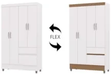 Guarda Roupa Solteiro 102cm Com 4 Portas Ideal Flex Branco - Vila Rica
