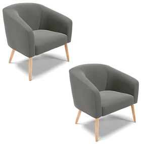 Poltrona Decorativa Pé Palito Natural Kit 2 Stella Suede Grafite D03 - D'Rossi