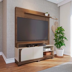 Estante de TV 65 Polegadas 152cm Itaim Amendoa/Off White Matte C04 - D'Rossi