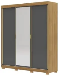 Guarda Roupa Casal 200cm Com Espelho Duke Flex Nature/Alasca V02 - Mpo