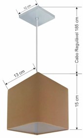Lustre Pendente Quadrado Md-4223 Cúpula em Tecido 15/13x13cm Palha - Bivolt