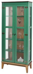 Cristaleira Bia 2 Portas cor Verde com Fundo Amendoa 180 cm - 63212 Sun House
