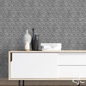 Papel de Parede 3D Triangular Cimento Queimado