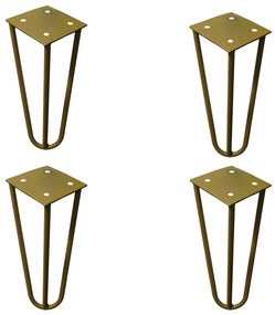 Kit 4 Pés de Metal 15 CM Hairpin Legs Mesas de Centro Puffs Dourado G41