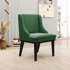 Cadeira Decorativa Sala de Jantar Base Fixa de Madeira Firenze Veludo Verde/Preto G19 - Gran Belo