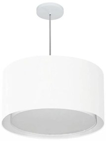Lustre Pendente Cilíndrico Duplo Md-4293 Cúpula em Tecido 45x30cm Branco - Bivolt
