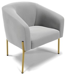 Poltrona Decorativa Pé de Ferro Dourado Stella Suede Cinza D03 - D'Rossi