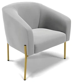 Poltrona Decorativa Pé de Ferro Dourado Stella Suede Cinza D03 - D'Rossi