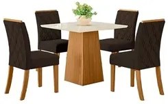 Conjunto Mesa de Jantar Inês Com 4 Cadeiras Vitória H02 Nature/Off Whi