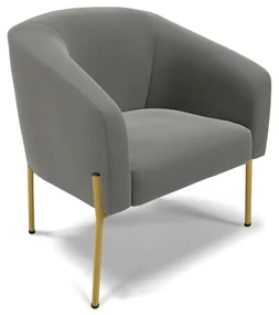 Poltrona Decorativa Pé de Ferro Dourado Stella Suede D03 - D'Rossi - Grafite