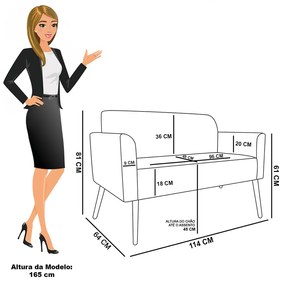 Sofá 2 Lugares Namoradeira Pé Palito Natural Marisa Bouclê Rosê D03 - D'Rossi
