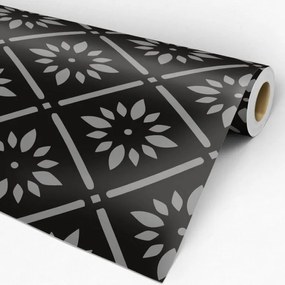 Papel de parede adesivo arabesco preto e cinza