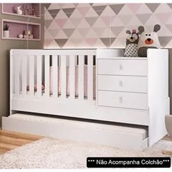 Berço Mini Cama Com Auxiliar Certificado pelo Inmetro BB690 Branco - C