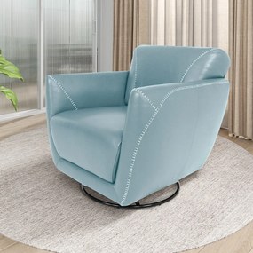 Poltrona Decorativa Valentina Sala de Estar Giratória Couro Azul Celeste G40 - Gran Belo