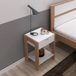 Mesa de Cabeceira 1 Gaveta AZ1016 Amêndoa/Branco - Tecno Mobili