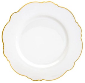 Prato Raso Porcelana Maldivas Branco Fio Dourado 28cm 18053 Wolff