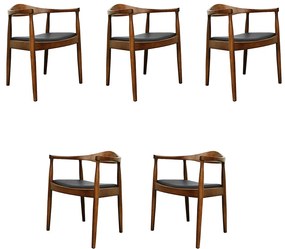Kit 5 Cadeiras Decorativas Sala de Jantar Columbia PU Madeira Rústica Imbuia G56 - Gran Belo