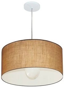 Lustre Pendente Cilíndrico Md-4203 Cúpula em Tecido 45x21cm Palha - Bivolt