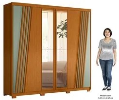 Guarda Roupa Casal 6 Portas Com Espelho 240cm Ouro Verde Cinamomo/Sálv