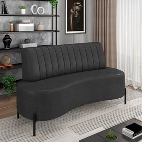 Sofá 2 Lugares Living 160cm Pé Ferro Pto Maraú Sintético PU Preto K01 - D'Rossi