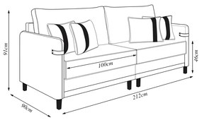 Sofá Living Montecarlo 2 Lugares Bipartido 212cm Pés em Madeira Veludo/PU Verde/MarromG33 - Gran Belo