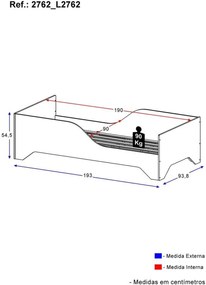 Cama Solteiro Infantil c/ Barras de Proteção p/ colchão 188 x 88 cm MDF Soninho Multimóveis Branca