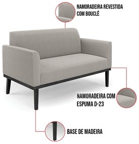 Namoradeira e Poltrona Base Madeira Preto Marisa Bouclê Cinza D03 - D'Rossi