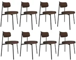 Cadeira de Jantar Estofada Kit 8 Nyka M25 Sintético Marrom - Mpozenato