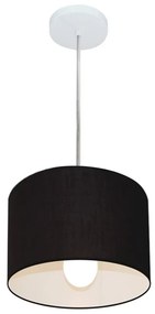 Lustre Pendente Cilíndrico Md-4201 Cúpula em Tecido 25x25cm Preto - Bivolt