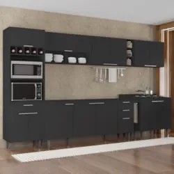 Armário de Cozinha CP07 Para Pia 180cm Pérola Z34 Preto     - Mpozenat