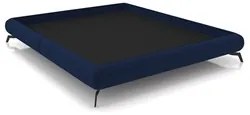 Cama Queen Base Box 158x198cm Pés de Ferro Cold P02 Veludo Azul - Mpoz