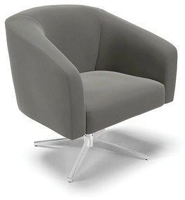 Poltrona Decorativa Giratória Cromada Stella Suede D03 - D'Rossi - Grafite