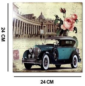 Quadro Decorativo em MDF Carro vintage 24X24CM - D'Rossi