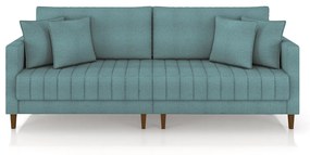 Sofá Living Decorativo Hamburgo Bipartido 2 Lugares 216cm com Almofadas Pés em Madeira Bouclê Azul G33 - Gran Belo