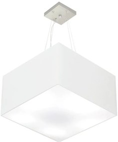 Lustre Pendente Quadrado Md-4199 Cúpula em Tecido 30/60x60cm Branco - Bivolt