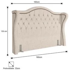 Cabeceira Cama Box Casal Queen 160cm Antibes P02 Linho Cru - Mpozenato