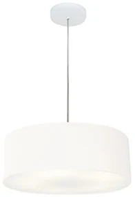 Lustre Pendente Cilíndrico Md-4132 Cúpula em Tecido 40x15cm Branco - Bivolt