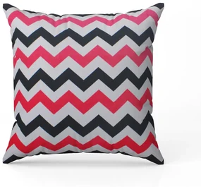 Capa para Almofada Tecido Estampado Zig Zag Rosa e Preto D103 42x42 cm - D'Rossi