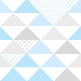Papel de Parede Triângulo Azul Cinza e Branco