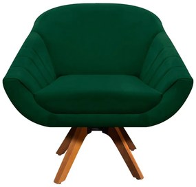 Kit 02 Poltronas Giratória Giovana Suede Base Madeira MM30 D'Rossi - Verde