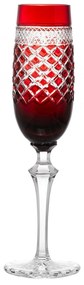 Taça de Cristal Lapidada P/ Champagne - Vermelho  Vermelho